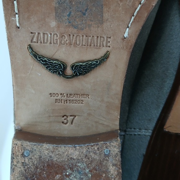 Zadig & Voltaire Teddy Skull Suede Canvas Ankle Boots Fringe EU 37 US 7 - Picture 6 of 11